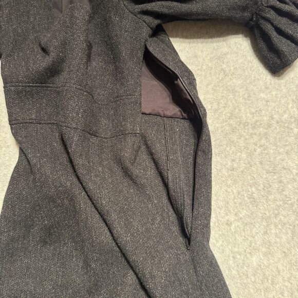 Susana Monaco REVOLVE Wool Dress Women 2 Black Elbow Frill Scoop Neck Office - Picture 8 of 9